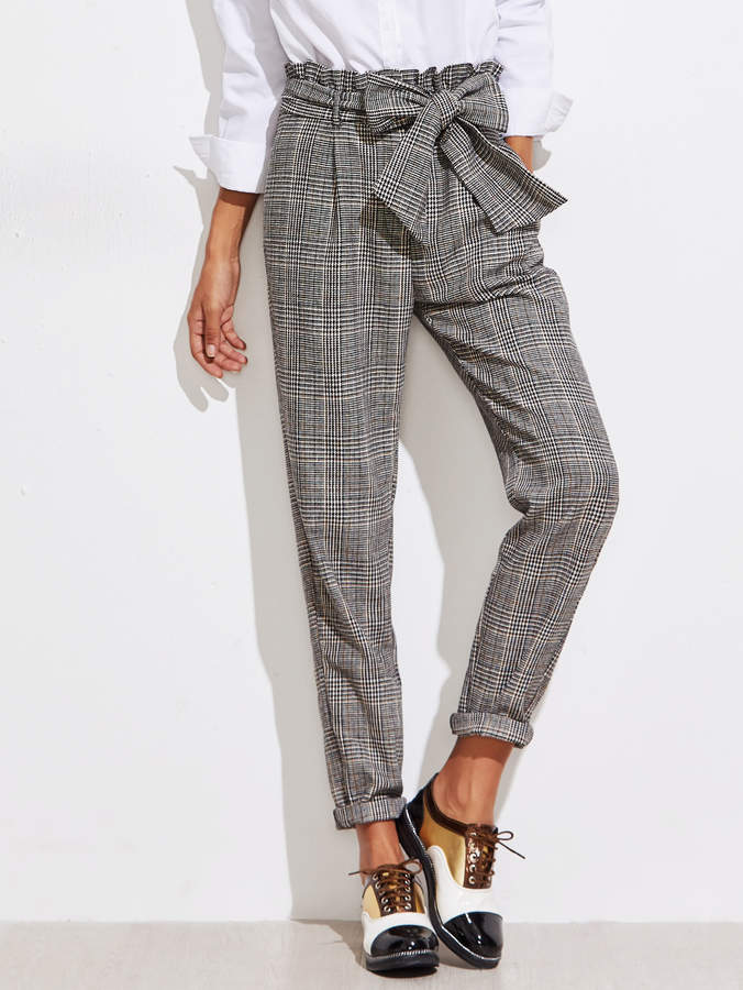 vertical striped frill belted pants