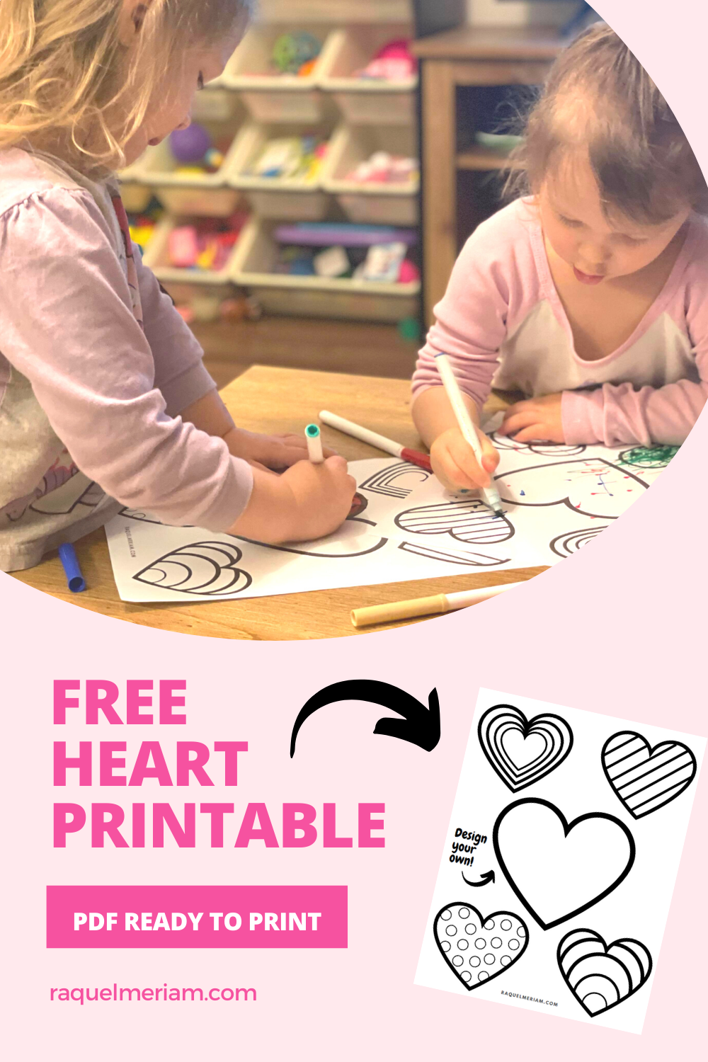 Free Heart Printable - #kidscrafts #valentinesdaycraft #freeprintable